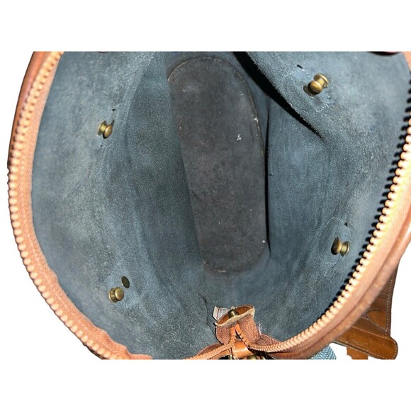 Vintage Dooney & Bourke All Weather Leather Pebble Green Tan Satchel Handbag USA - Picture 5 of 10